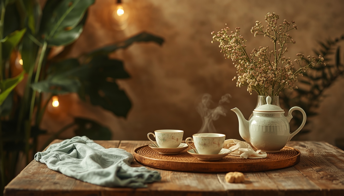 Warm evening tea ritual illustration by Liveeco